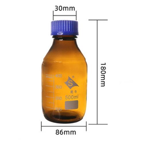 (蜀牛)棕色普料蓝盖瓶/棕色丝口试剂瓶 500ml;GL45蓝色盖；8只/盒,48只/箱