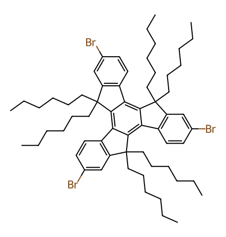 2，7，12-tribromo-5，5'，10，10'，15，15'-hexahexyltruxene