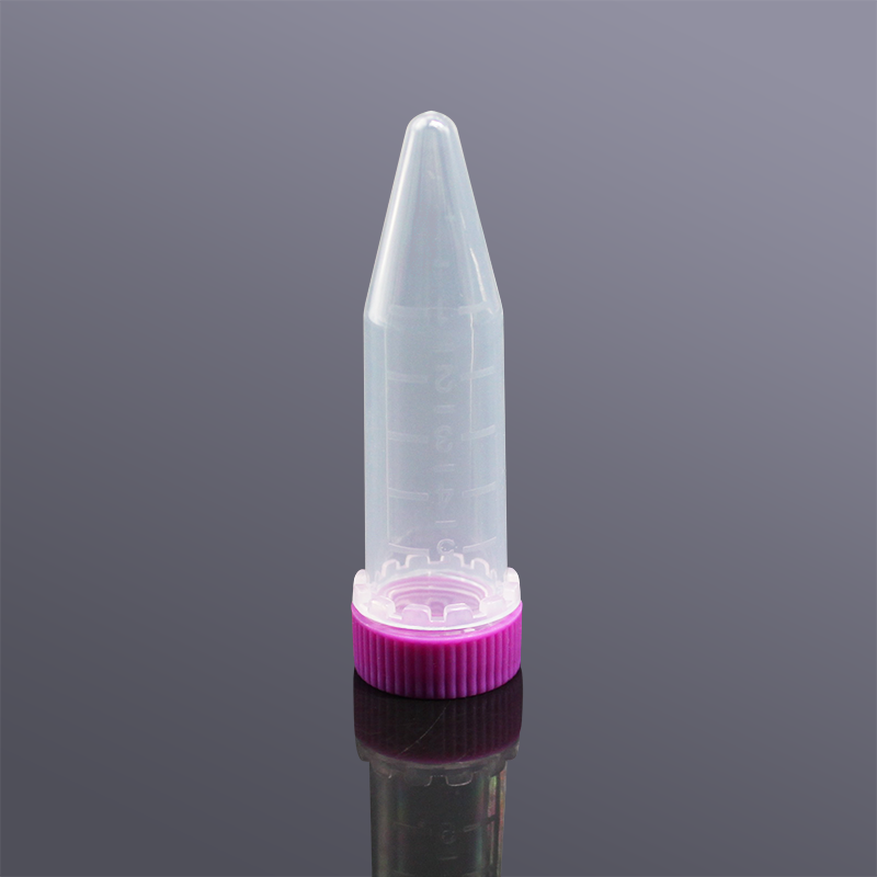 5ml尖底离心管，紫色螺旋盖 灭菌 透明  100支/袋