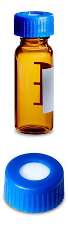 LC GC Amber Glass 12 x 32mm Screw Neck Vial,with Cap and PTFE Septum,2 mL Volume 100/pkg