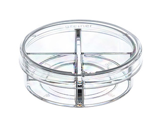 35*10mm CELLview™玻璃底细胞培养皿,4格，TC处理 10个/包，4包/箱