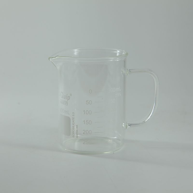 300ml厚壁带把烧杯 刻度间隔:25ml 1个/盒