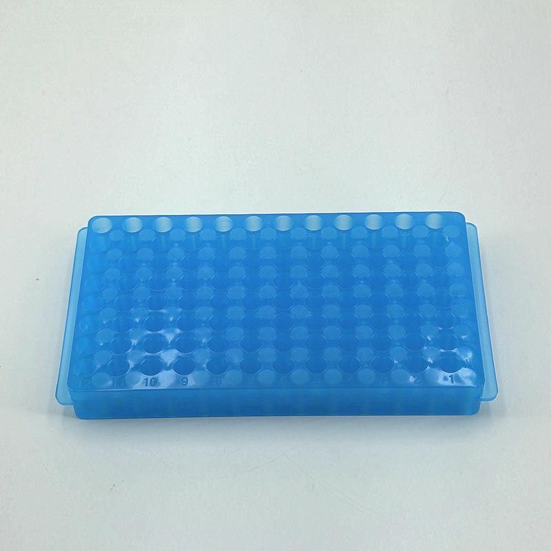 微量管架 长×宽×高:215×113×26mm;孔数:96(8×12);颜色:蓝色;包装类型:热封袋 1个/袋,5袋/包