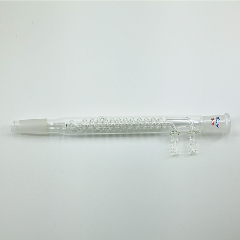 高效蛇型回流冷凝器 磨口:24/40;冷凝部分长度:225mm;总长度:375mm;小咀外径:10mm