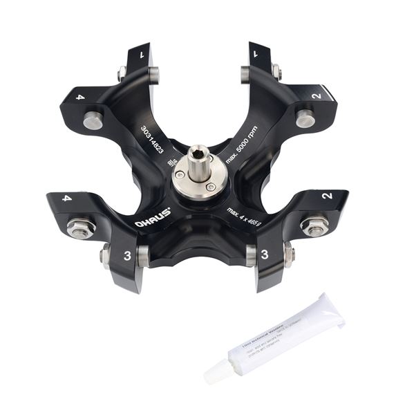 Frontier™ 转子 最大速度：5,000rpm，最大离心力：3,885g，最大称量值（转子）：4 x 100ml