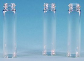 螺纹口透明玻璃样品瓶（仅样品瓶） Vials, screw top, clear glass (vial only) volume 22 mL, clear glass vial, thread 20