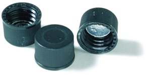 带铝衬垫的顶部实心螺纹瓶盖 Screw cap, solid top with aluminum liner, pkg 100 black phenolic solid cap, aluminum l