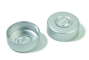 铝钳口密封件（不带隔垫） Aluminum crimp seal (without septum), silver aluminum removable center, 13 mm, diam. × 