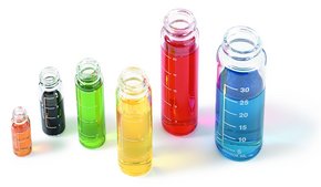 透明玻璃螺纹口样品瓶，带刻度（仅样品瓶） Vials, clear glass, screw top, graduated (vial only) volume 2 mL, thread 8-425,