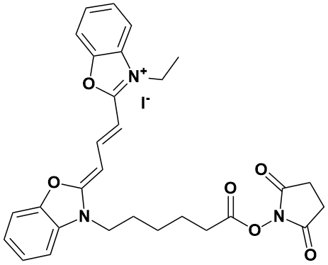 2-(3-(3-(6-((2,5-二氧代吡咯烷-1-基)氧基)-6-氧代己基)苯并[d]噁唑-2(3H)-亚基)丙-1-烯-1-基)-3-乙基苯并[d]噁唑-3-鎓碘化物|2-(3-(3-(6-((2