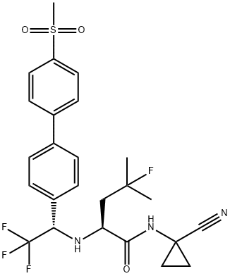 (2S)-N-(1-氰基環(huán)丙基)-4-氟-4-甲基-2-[[(1S)-2,2,2-三氟-1-[4<i></i>'-(甲基磺?；?[1,1<i></i>'-聯(lián)苯]-4-基]乙基]氨基]戊酰胺 結(jié)構(gòu)式