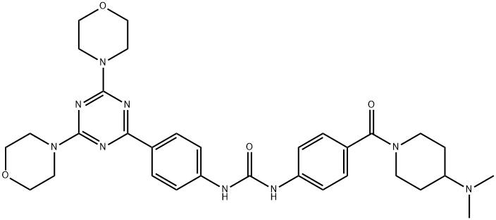 N-[4-[[4-(二甲基氨基)-1-哌啶基]羰基]苯基]-N<i></i>'-[4-[4,6-二(4-吗啉基)-1,3,5-三嗪-2-基]苯基]脲 结构式