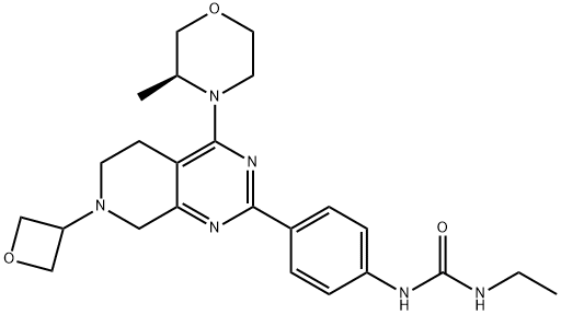 N-ETHYL-N<i></i>'-[4-[5,6,7,8-四氢-4-[(3S)-3-甲基-4-吗啉基]-7-(3-氧杂环丁基)吡啶并[3,4-D]嘧啶-2-基]苯基]脲 结构式