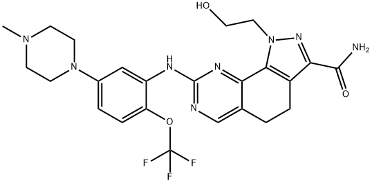 4,5-二氫-1-(2-羥基乙基)-8-[[5-(4-甲基-1-哌嗪基)-2-(三氟甲氧基)苯基]氨基]-1H-吡唑并[4,3-H]喹唑啉-3-甲酰胺 結(jié)構(gòu)式
