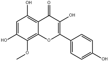 3,4<i></i>',5,7-四羟基-8-甲氧基黄酮 结构式