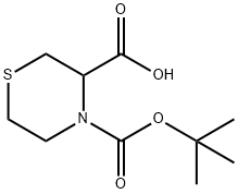 4-(N-叔丁氧羰基)硫代吗啉-3-甲酸 结构式