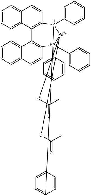 双乙酸酯{2,2<i></i>'-双(二苯基膦)-1,1<i></i>'-联萘}钯(II) 结构式