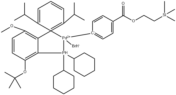 [2-(二环己基膦)-3-叔丁氧基-6-甲氧基-2<i></i>',6<i></i>'-二异丙基-1,1<i></i>'-联苯](4-((2-(三甲基硅基)乙氧基)羰基)苯基-1-基)溴化钯 结构式