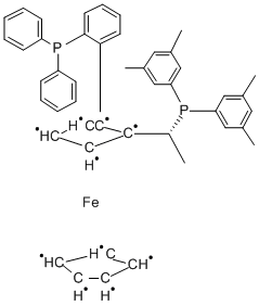 (R)-(+)-1-[(R)-2-(2<i></i>'-二苯膦苯基)二茂铁基]乙基二(3,5-二甲苯基)膦 结构式