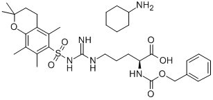 N-苄氧羰基-N<i></i>'-(2,2,5,7,8-五甲基苯并二氢吡喃-6-磺酰基)-L-精氨酸环己胺盐 结构式