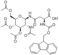 N-(9-芴甲氧羰基)-N<i></i>'-(2-乙酰氨基-2-脱氧-3,4,6-三-O-乙酰基-BETA-D-吡喃葡萄糖基)-L-天冬酰胺 结构式