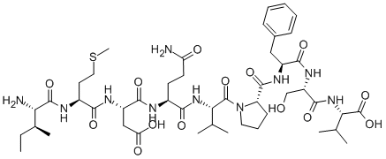 L-异亮氨酰-L-蛋氨酰-L-ALPHA-天冬氨酰-L-谷氨酰胺酰-L-缬氨酰-L-脯氨酰-L-苯丙氨酰-L-丝氨酰-L-缬氨酸 结构式