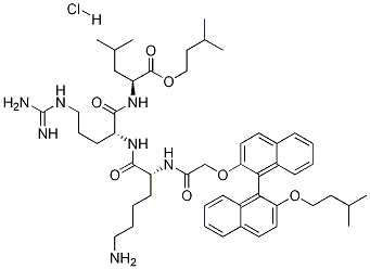 N-[2-[[(1S)-2<i></i>'-(3-甲基丁氧基)[1,1<i></i>'-联萘]-2-基]氧基]乙酰基]-D-赖氨酰-D-精氨酰-L-亮氨酸 3-甲基丁基酯盐酸盐 结构式