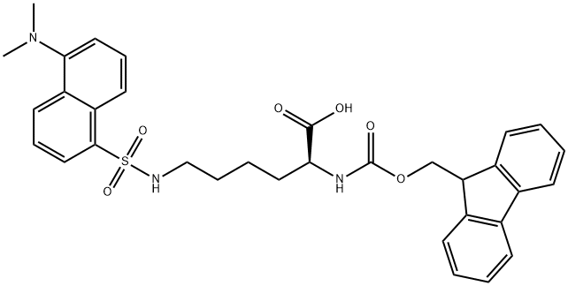 N-芴甲氧羰基-N<i></i>'-丹磺酰基-L-赖氨酸 结构式