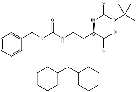 N-叔丁氧羰基-N<i></i>'-苄氧羰基-D-2,4-二氨基丁酸二环己胺盐 结构式
