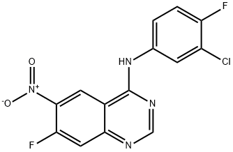 N-(3-氯-4-氟苯基)-7-氟-6-硝基-4-喹唑啉胺 結(jié)構(gòu)式