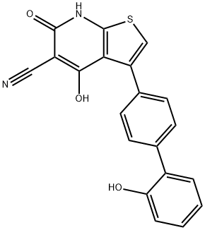 4-羟基-3-(2<i></i>'-羟基-1,1<i></i>'-联苯-4-基)-6-氧代-6,7-二氢噻吩并[2,3-B]吡啶-5-甲腈 结构式
