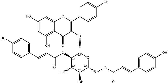 山奈酚-3-O-(2<i></i>',6<i></i>'-二-O-反式-对-香豆酰基)-BETA-D-吡喃葡萄糖苷 结构式