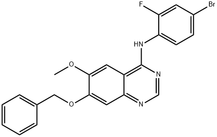 7-(芐氧基)-4-(4-溴-2-氟苯胺基)-6-甲氧基喹唑啉 結(jié)構(gòu)式