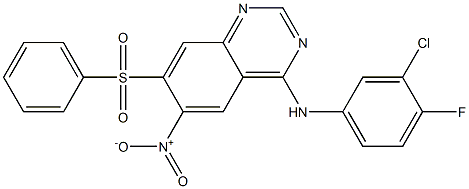 4-(3-氯-4-氟苯胺基)-7-苯磺?；?6-硝基喹唑啉 結(jié)構(gòu)式