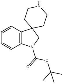 螺[吲哚啉-3,4<i></i>'-哌啶]-1-甲酸叔丁酯 结构式