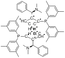 S,S)-(+)-2,2<i></i>'-BIS[-(N,N-二甲氨基)(苯基)甲基]-1,1<i></i>'-双(二环己基磷)二茂铁 结构式