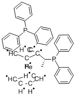 (+)- 1 - [(R)-2 - (2<i></i>' -二苯膦苯基)二茂铁基]乙基苯基膦 结构式