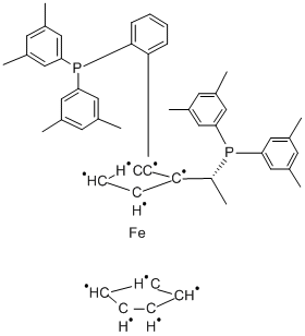 (R)-(+)-1-[(R)-2-(2<i></i>'-二-3,5-二甲苯基膦苯基)二茂铁基]乙基二-3,5-二甲苯基膦 结构式