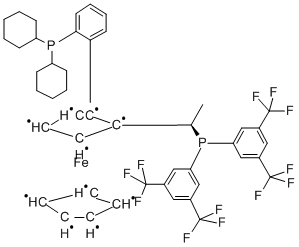 (R)-1-((R)-2-(2<i></i>'-二环己基膦苯基)三戊铁基]乙基(双-3,5-三氟甲基苯基)膦 结构式