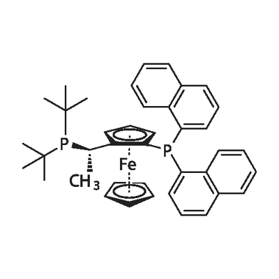 (2S)-1-[(1S)-1-[双(1,1-二甲基乙基)膦]乙基]-2-(二-1-萘基膦)二茂铁 结构式