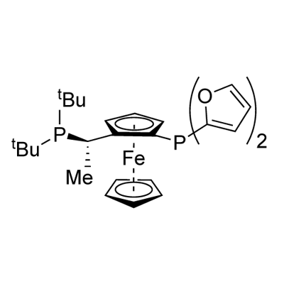 (2S)-1-[(1S)-1-[双(1,1-二甲基乙基)膦]乙基]-2-(二-2-呋喃基膦基)二茂铁(符合 CAS 标准) 结构式