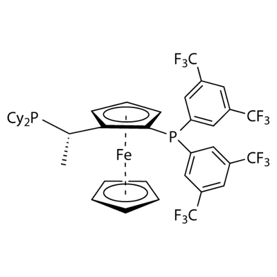 (1S)-1-[双[3,5-双(三氟甲基)苯基]膦基]-2-[(1S)-1-(二环己基膦基)乙基]二茂铁(符合 CAS 标准) 结构式