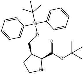 (2S,3R)-3-(((叔丁基二苯基甲硅烷基)氧基)甲基)吡咯烷-2-羧酸叔丁酯 结构式