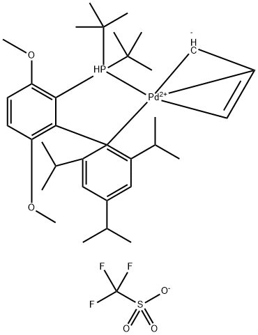 3,6-二甲氧基-2<i></i>',4<i></i>',6<i></i>'-三(1-甲基乙基)[1,1<i></i>'-联苯]-2-基-ΚC1<i></i>']双(1,1-二甲基乙基)膦-ΚP](Η3-2-丙烯-1-基)-钯(1+), 1,1,1-三氟甲磺酸盐(1:1) 结构式