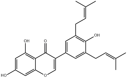 3<i></i>',5<i></i>'-二异戊烯基金雀异黄素 结构式