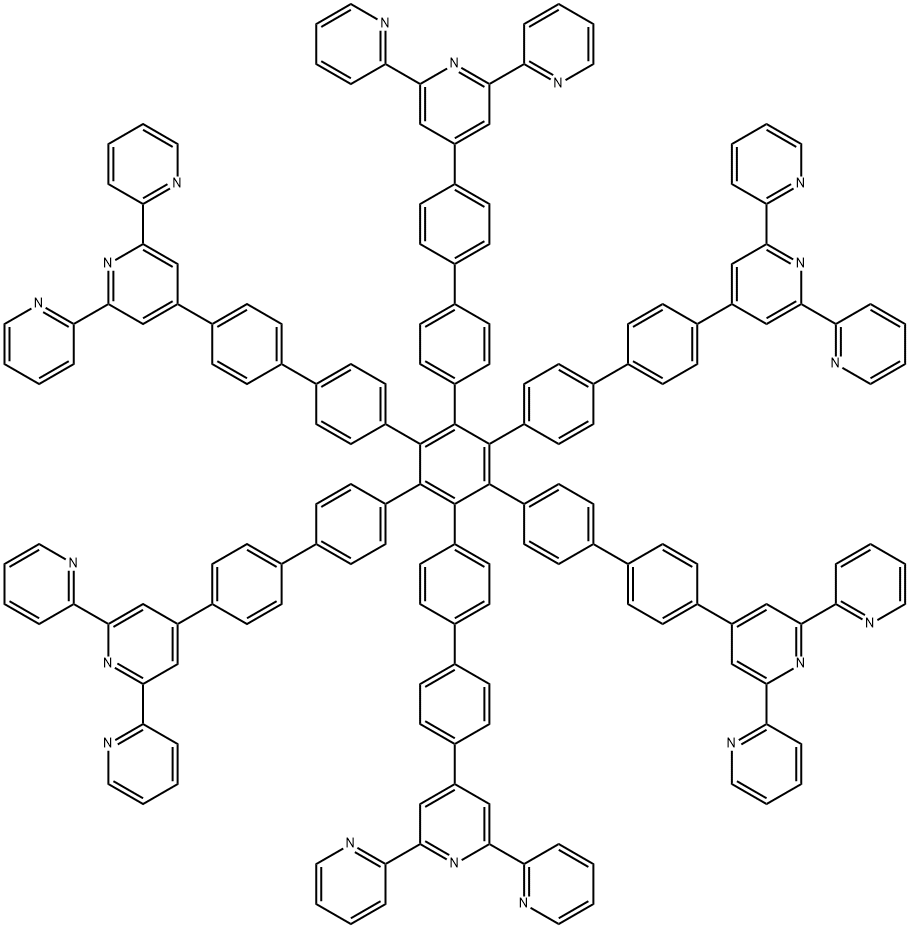 1,2,3,4,5,6-hexa (4<i></i>'-biphenyl-4<i></i>'-tripyridinyl) benzene 结构式