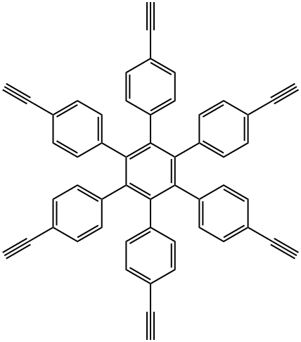 4,4<i></i>'<i></i>'-diethynyl-3<i></i>',4<i></i>',5<i></i>',6<i></i>'-tetrakis(4-ethynylphenyl)-1,1<i></i>':2<i></i>',1<i></i>'<i></i>'-Terphenyl 结构式