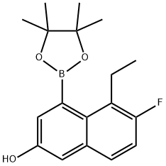 5-乙基-6-氟-4-(4,4,5,5-四甲基-1,3,2-二氧苯并呋喃-2-基)萘-2-醇 结构式