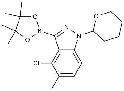 4-氯-5-甲基-1-(四氢-2H-吡喃-2-基)-3-(4,4,5,5-四甲基-1,3,2-二噁硼烷-2-基)-1H-吲唑 结构式