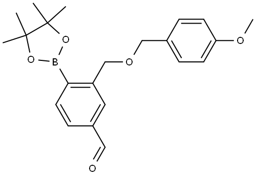 3-[[(4-甲氧基苯基)甲氧基]甲基]-4-(4,4,5,5-四甲基-1,3,2-二氧杂硼烷-2-基)苯甲醛- 结构式